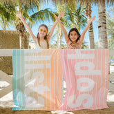 Lofaris Retro Line Personalized Name Beach Towel Pool